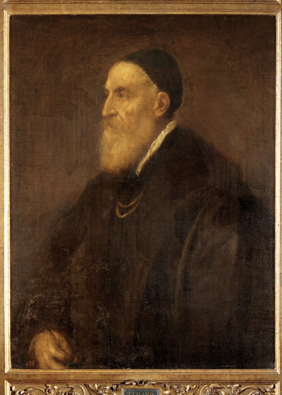 Selbstporträt, kurz vor dem Ausbruch der Pest in Venedig gemalt von Titian (c.1488 1576)