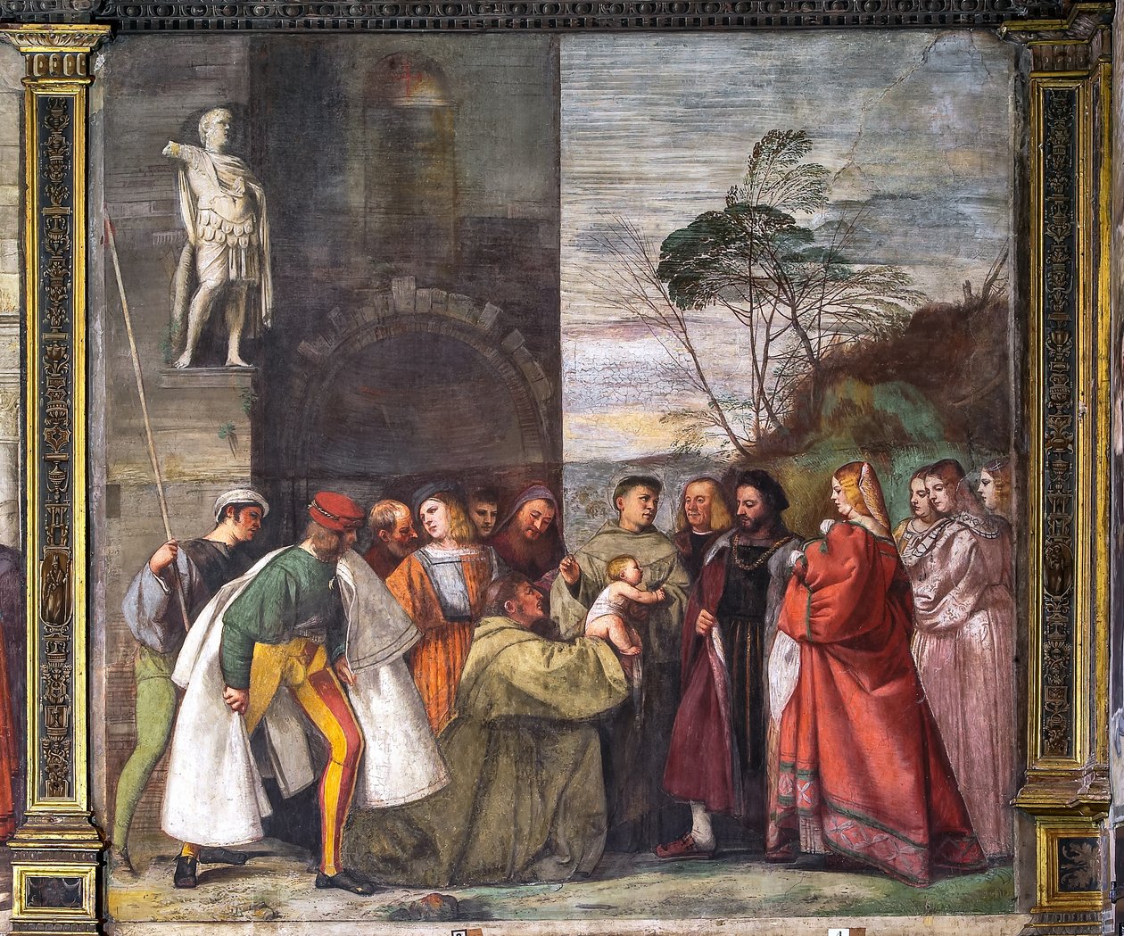 Das Baby verkündet die Unschuld der Mutter, Nordwand (Detail) von Titian (c.1488 1576)