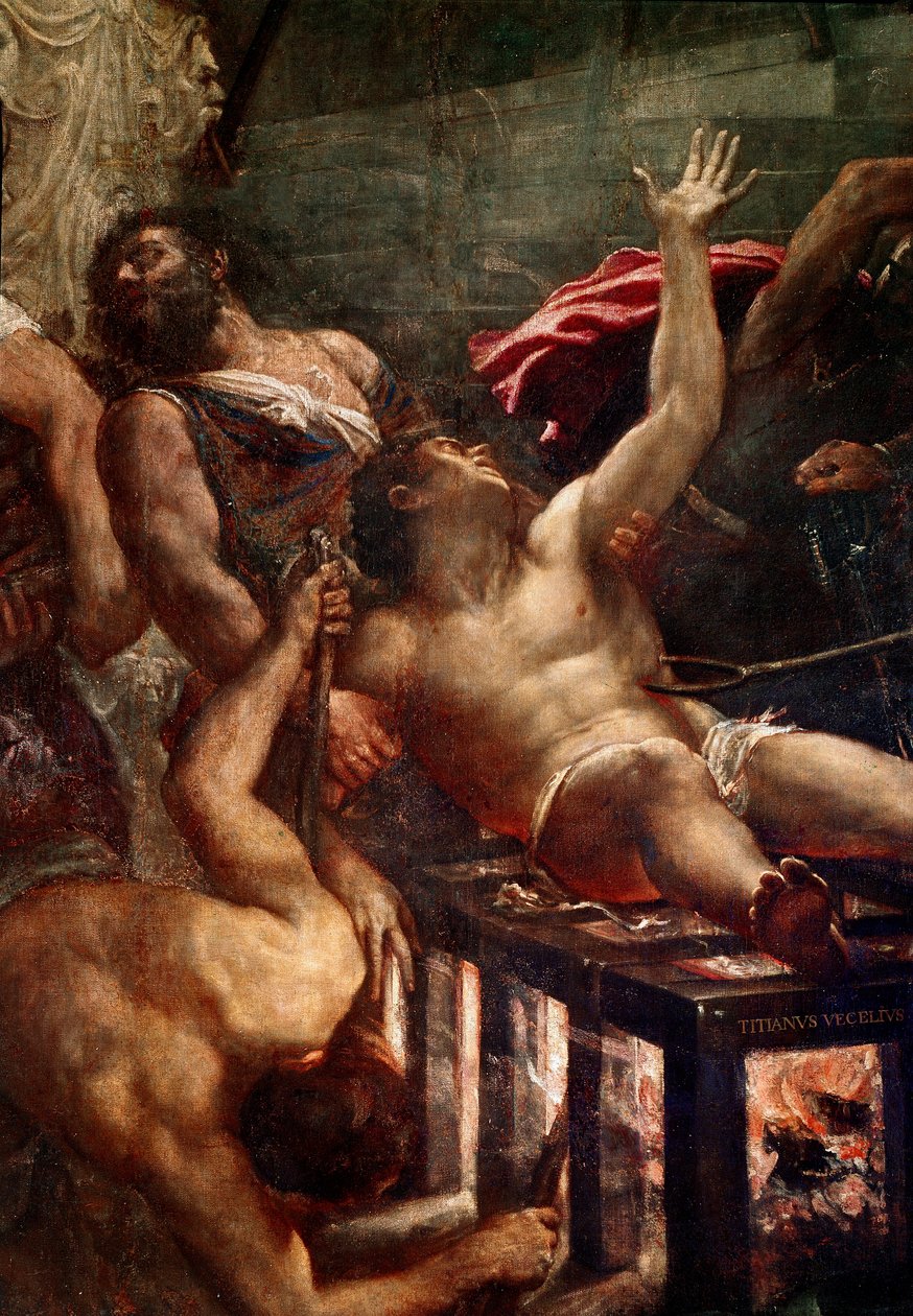Das Martyrium des heiligen Laurentius (Detail) von Titian (c.1488 1576)