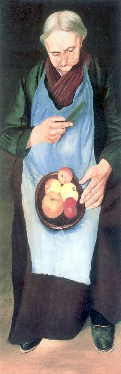 Alte Frau schält Apfel von Tivadar Kosztka Csontvary