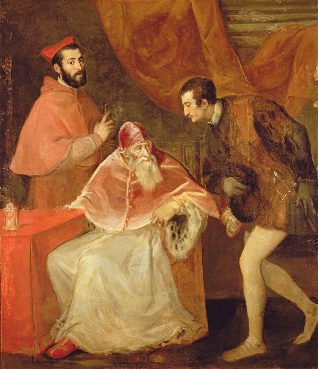 Papst Paul III. (1468-1549) und seine Neffen, 1545 von Tiziano Vecelli