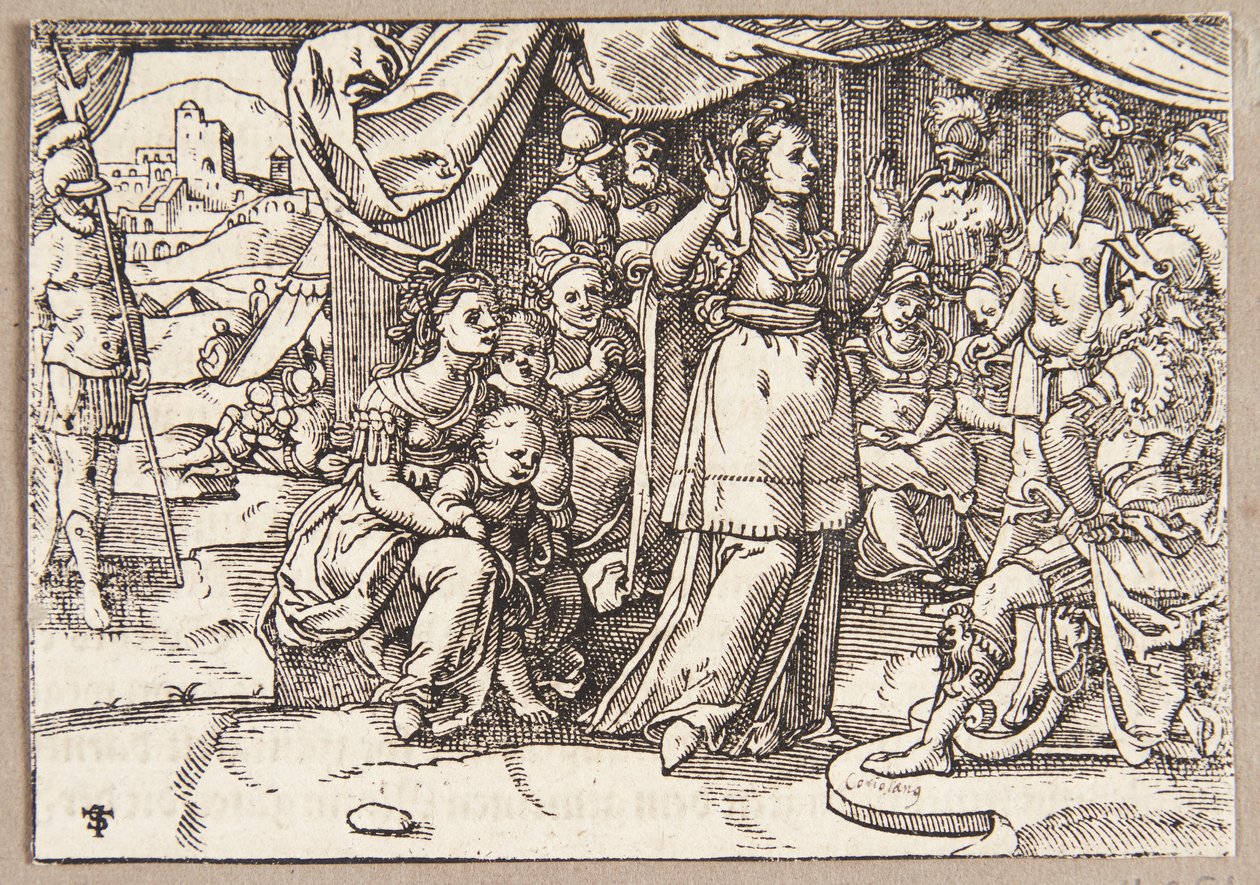 Veturia und Volumnia bitten Coriolanus, Rom zu verschonen von Tobias Stimmer