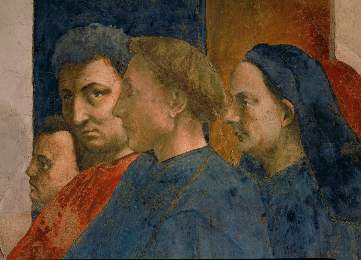 Zuschauer bei der wunderbaren Auferstehung des Sohnes des Präfekten Teophil von Tommaso Masaccio