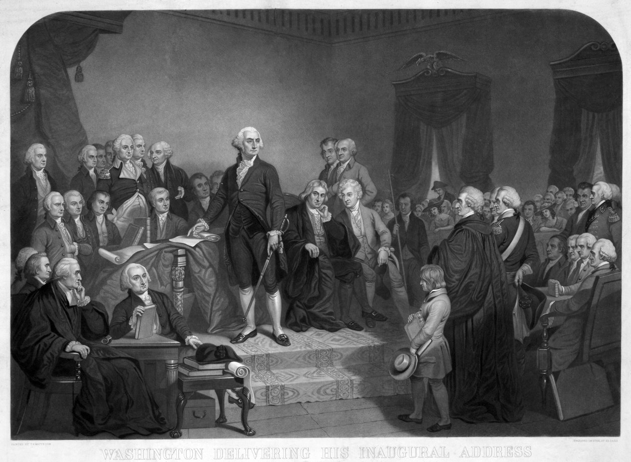 Washington hält seine Antrittsrede im April 1789 von Tompkins Harrison Matteson