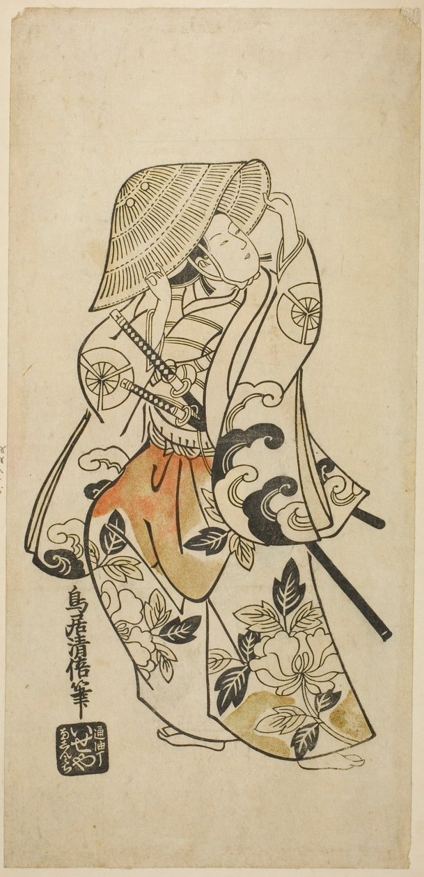 Der Schauspieler Tamazawa Saijiro in einer nicht identifizierten Rolle von Torii Kiyomasu II