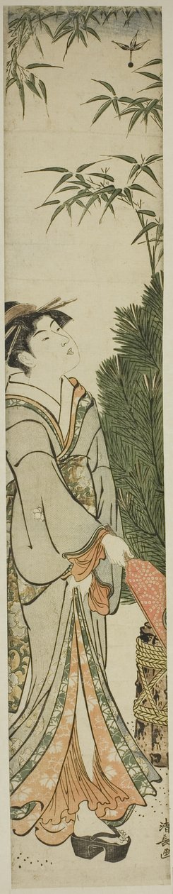 Geisha spielt Federball von Torii Kiyonaga