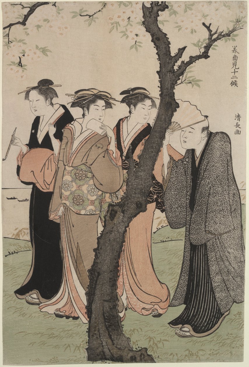 Dritter Monat: Kirschblütenzeit in Gotenyama von Torii Kiyonaga