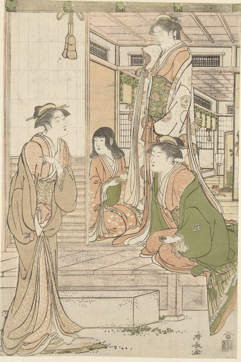 Yoshitsune bringt Joruri hime eine Serenade von Torii Kiyonaga