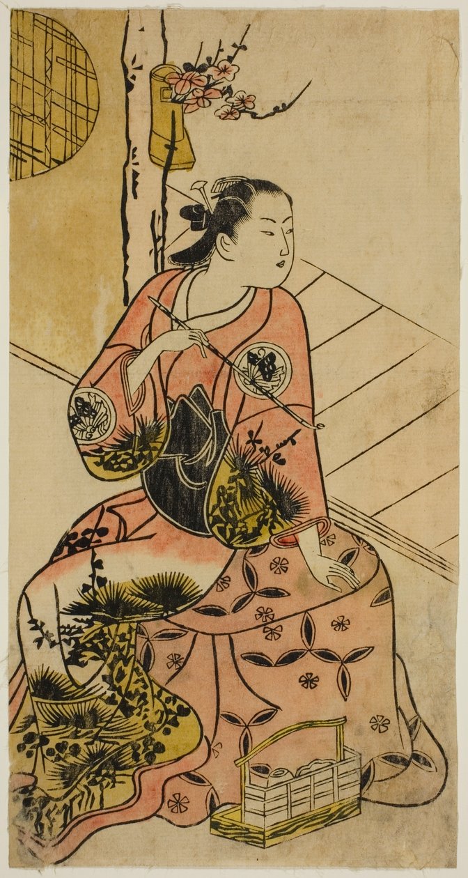 Der Schauspieler Sanjo Kantaro mit einer Pfeife von Torii Kiyonobu I