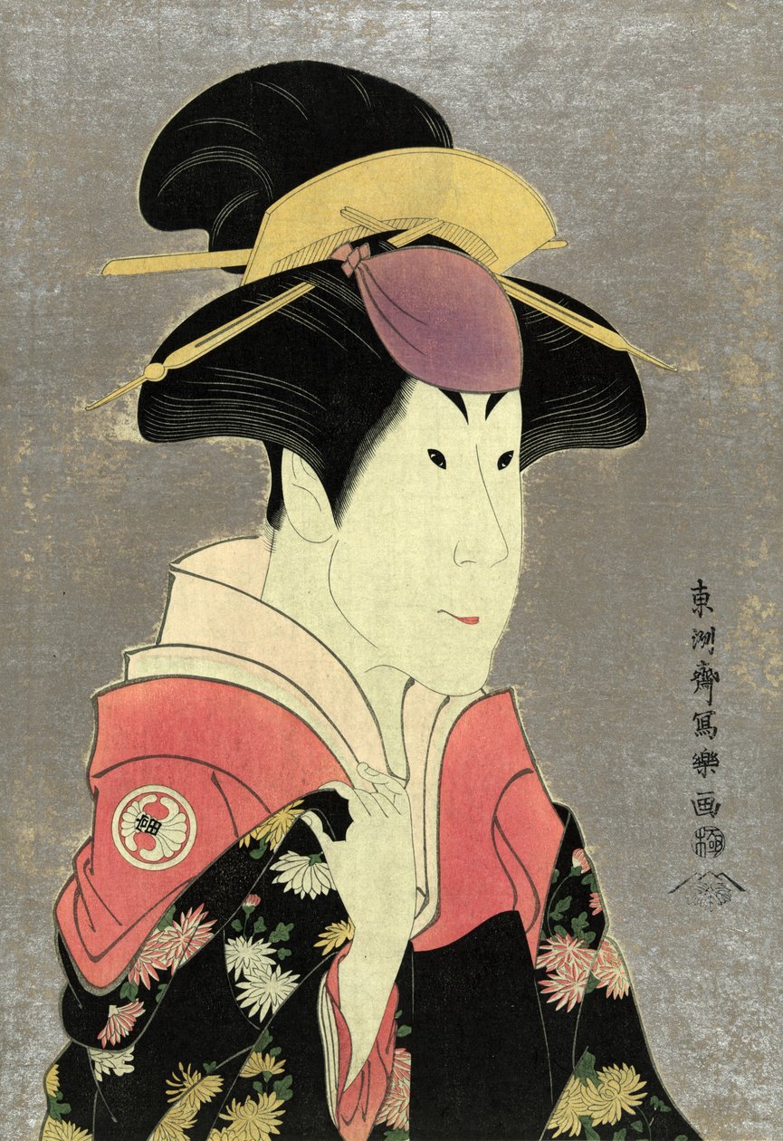 Druck: Holzschnitt-Farbmezzotint von Segwa Tomisaburo, als Yadorigi, Frau von Ogishi Kurando von Sharaku Toshusai, aktiv 1794 von Toshusai Sharaku