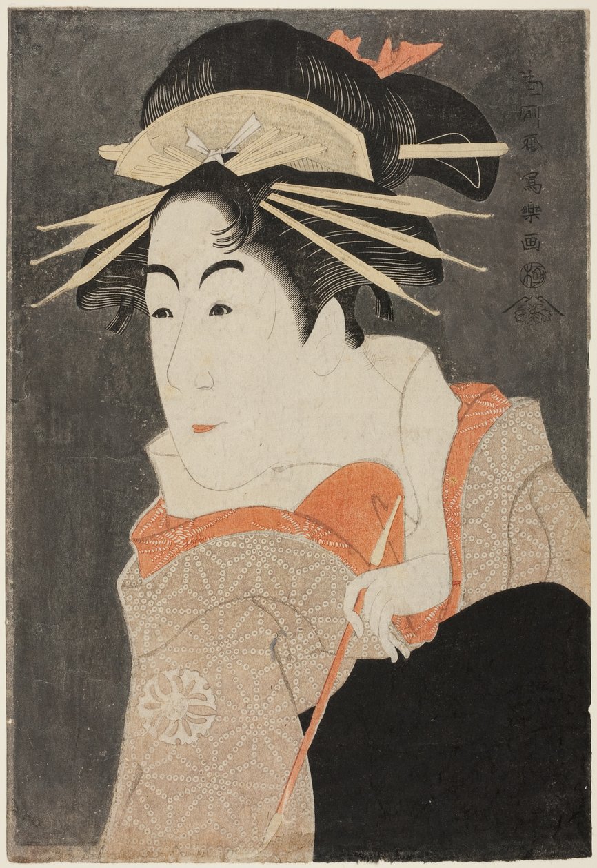 Der Schauspieler Matsumoto Yonesaburo als Shinobu in der Gestalt der Kurtisane Kewaizaka no Shosho von Toshusai Sharaku