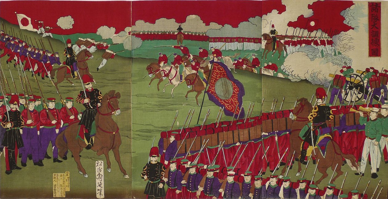 Die großen Trainingsmanöver verschiedener Armeekorps von Toyohara Chikanobu