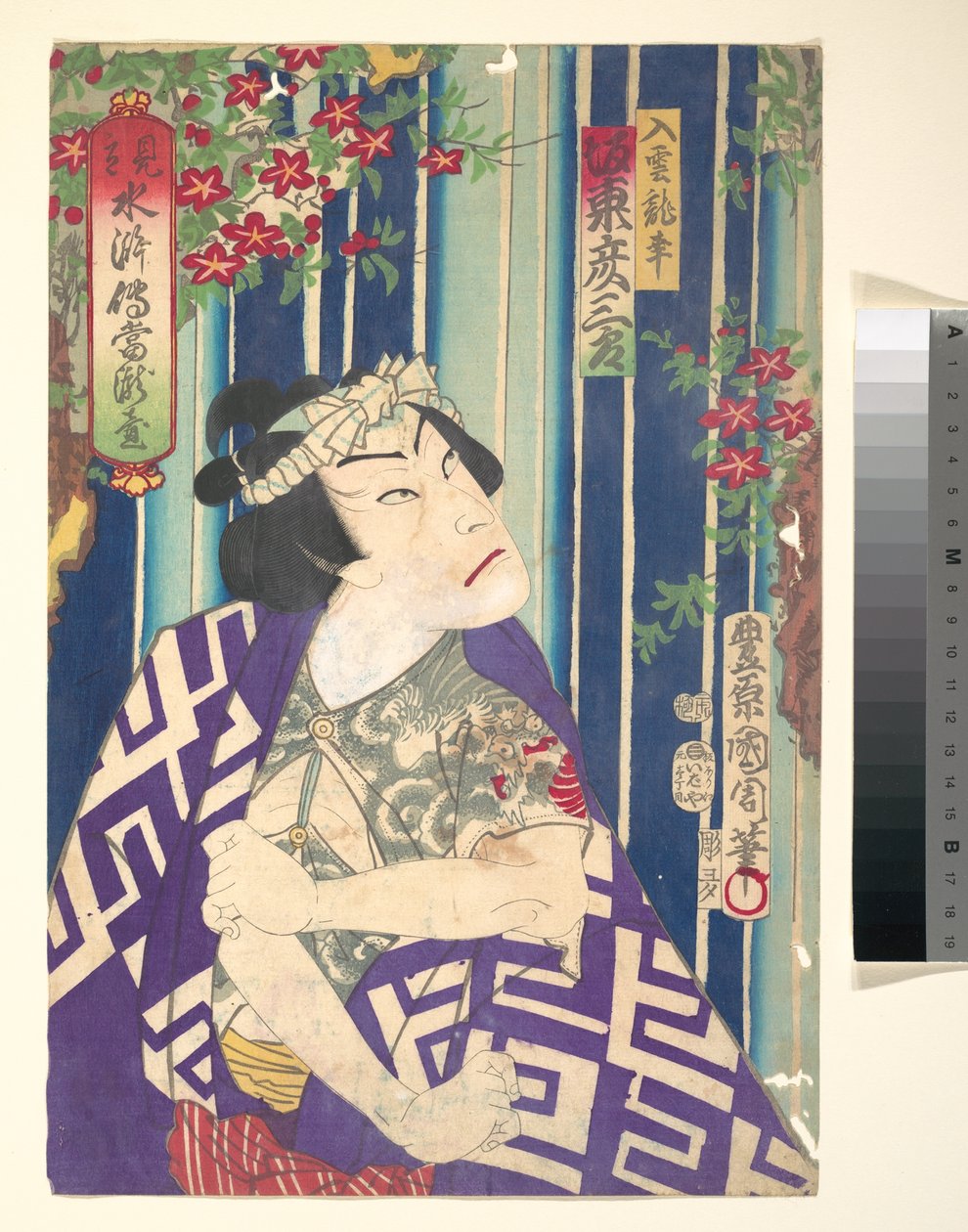 Imaginäres Porträt, Shuihuzhuan der Bühne: Tōryūdai - Schauspieler, Bandō Hikozaburō als Nyūunryū von Toyohara Kunichika