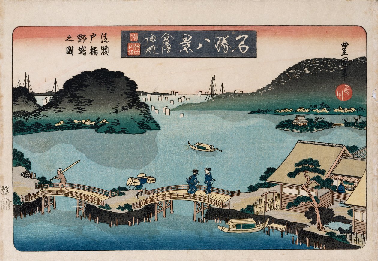 Dämmerung, Atami, aus der Serie Acht Ansichten berühmter Orte von Toyokuni II