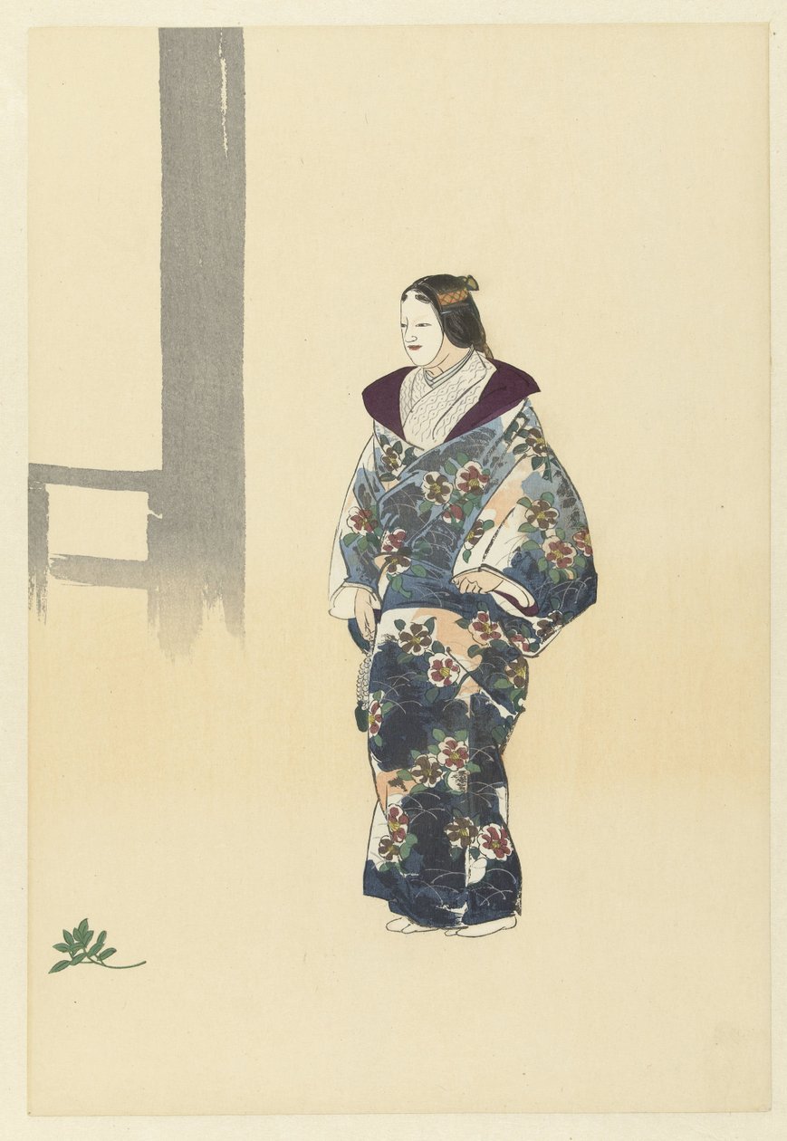 Schauspieler im Noh-Theaterstück Tomonaga von Tsukioka Kogyo