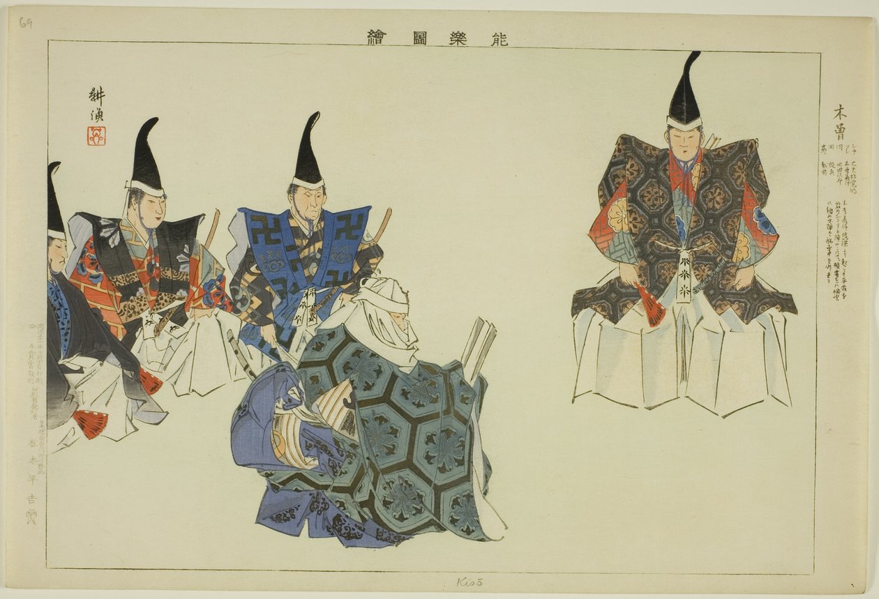 Kiso, aus der Serie "Bilder von No-Aufführungen (Nogaku Zue)" von Tsukioka Kogyo