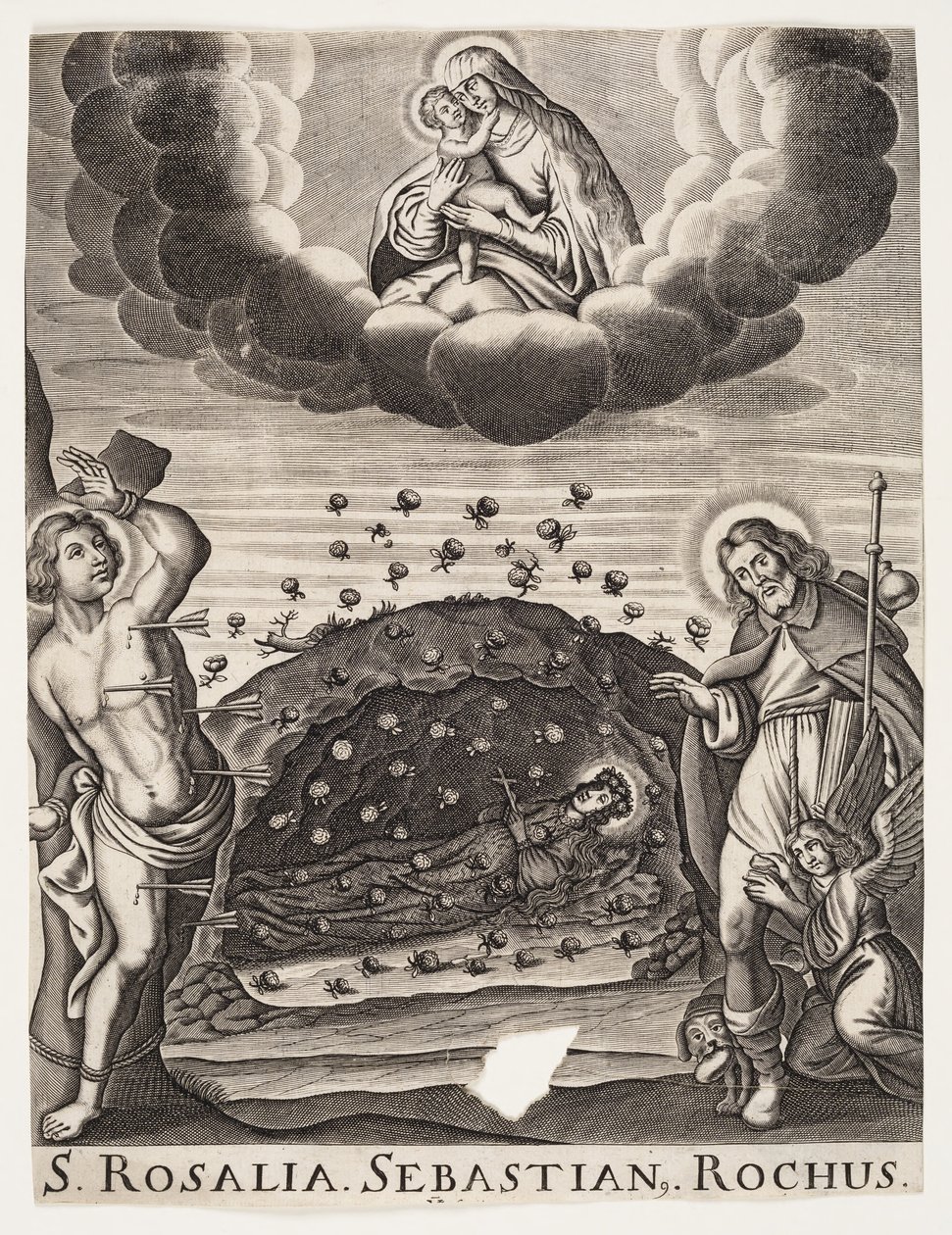 Die Heilige Rosalia, der Heilige Sebastian und der Heilige Rochus von Ubekendt