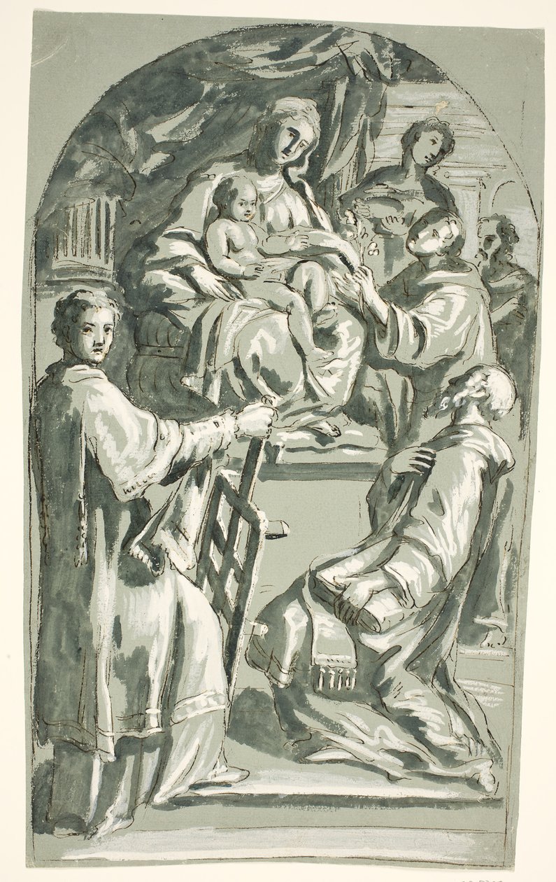 Sacra Conversazione mit den Heiligen Laurentius und Antonius von Padua von Ubekendt Ubekendt