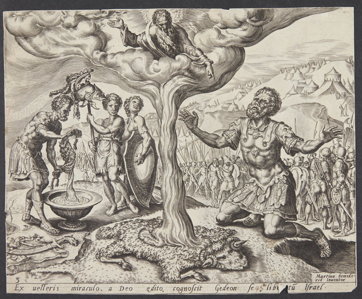 Der Tau auf dem Wollvlies von Ubekendt efter Maarten van Heemskerck