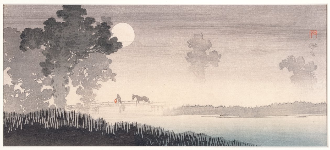 Nebliges mondbeschienenes Landschaft, 1895-1910 von Uehara Konen