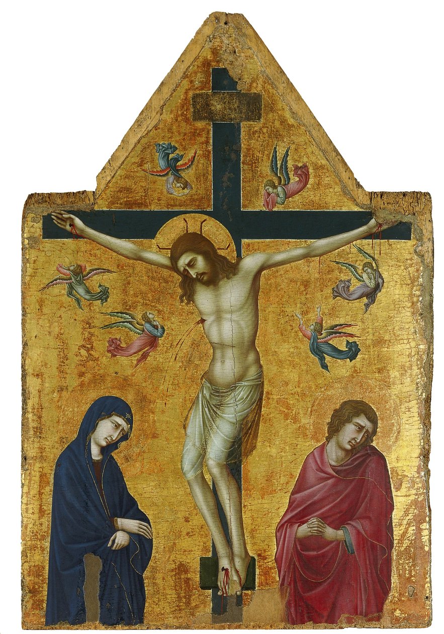 Die Kreuzigung mit der Jungfrau, St. Johannes und Engeln von Ugolino di Nerio