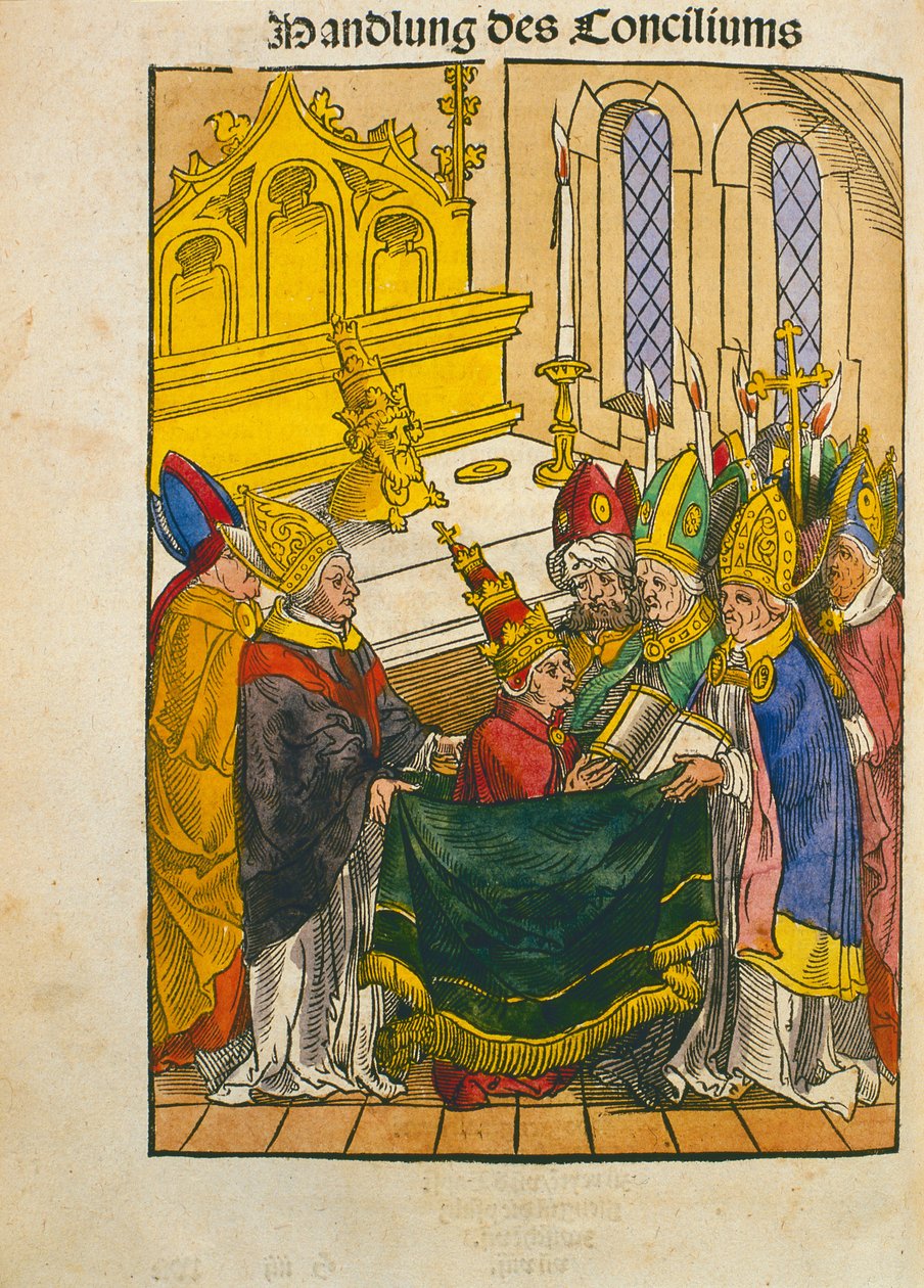 Martin V. wird als Papst beim Konzil von Konstanz eingesetzt, aus 