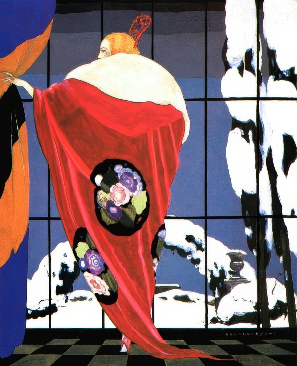Dame in scharlachrotem Mantel von Umberto Brunelleschi