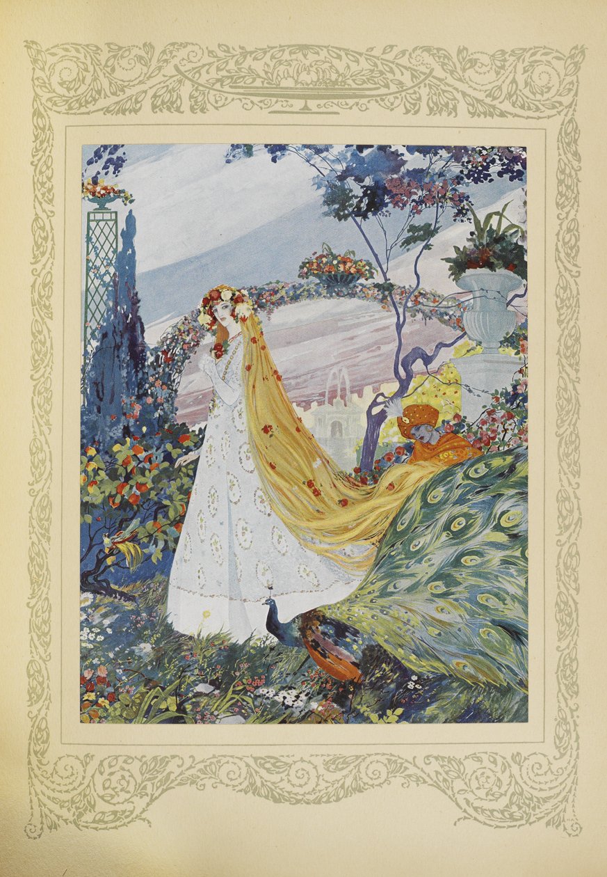 Sie bedeckte ihr lockiges Haar immer mit einer Blumenkrone, Illustration aus 