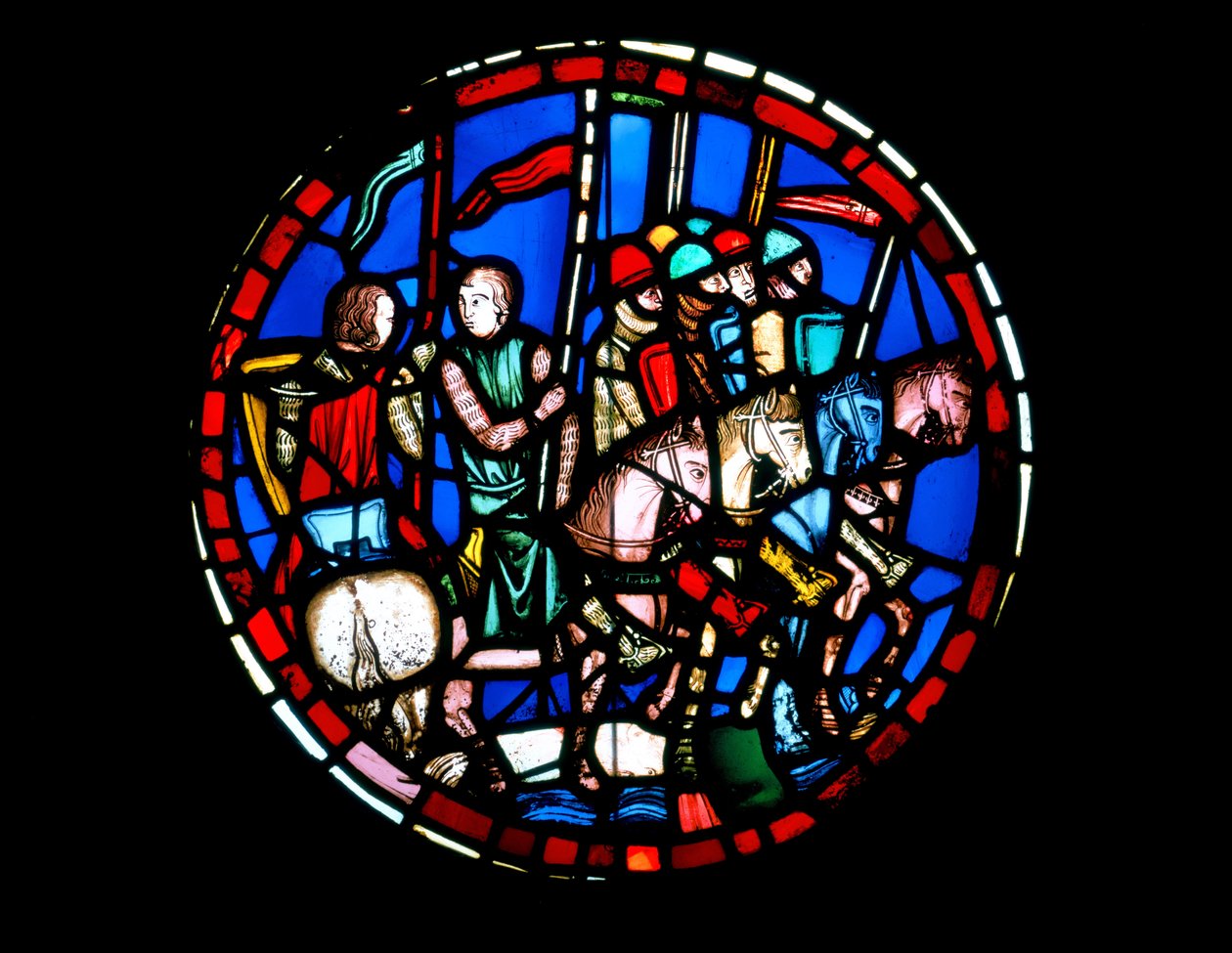 Rondel, das die Armee von Holofernes beim Überqueren des Euphrat darstellt von Unbekannt Unbekannt