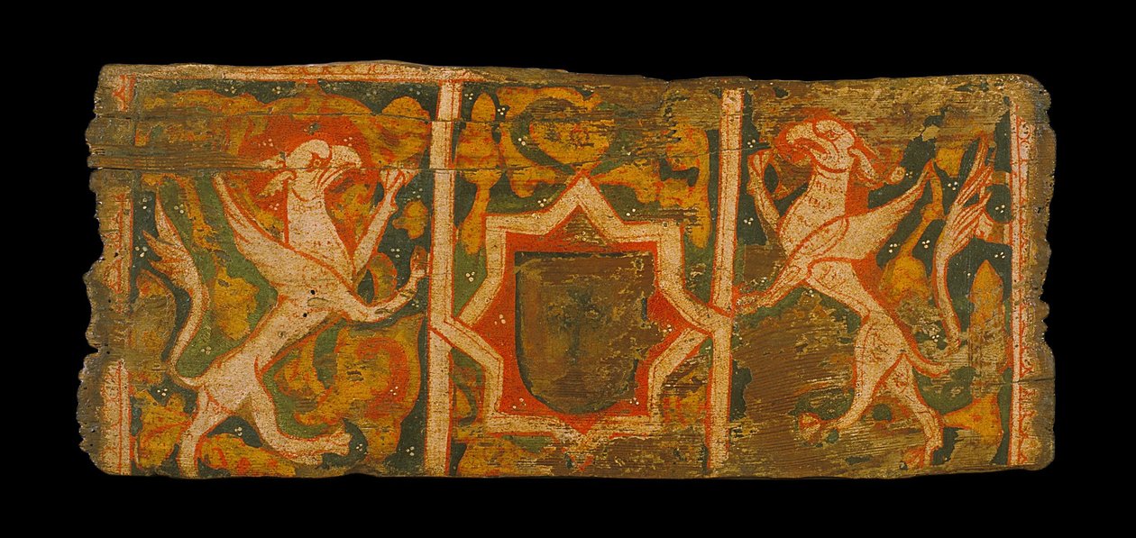 Kassettendeckenplatte mit Wappen und aufgerichteten Greifen von Unbekannt Unbekannt