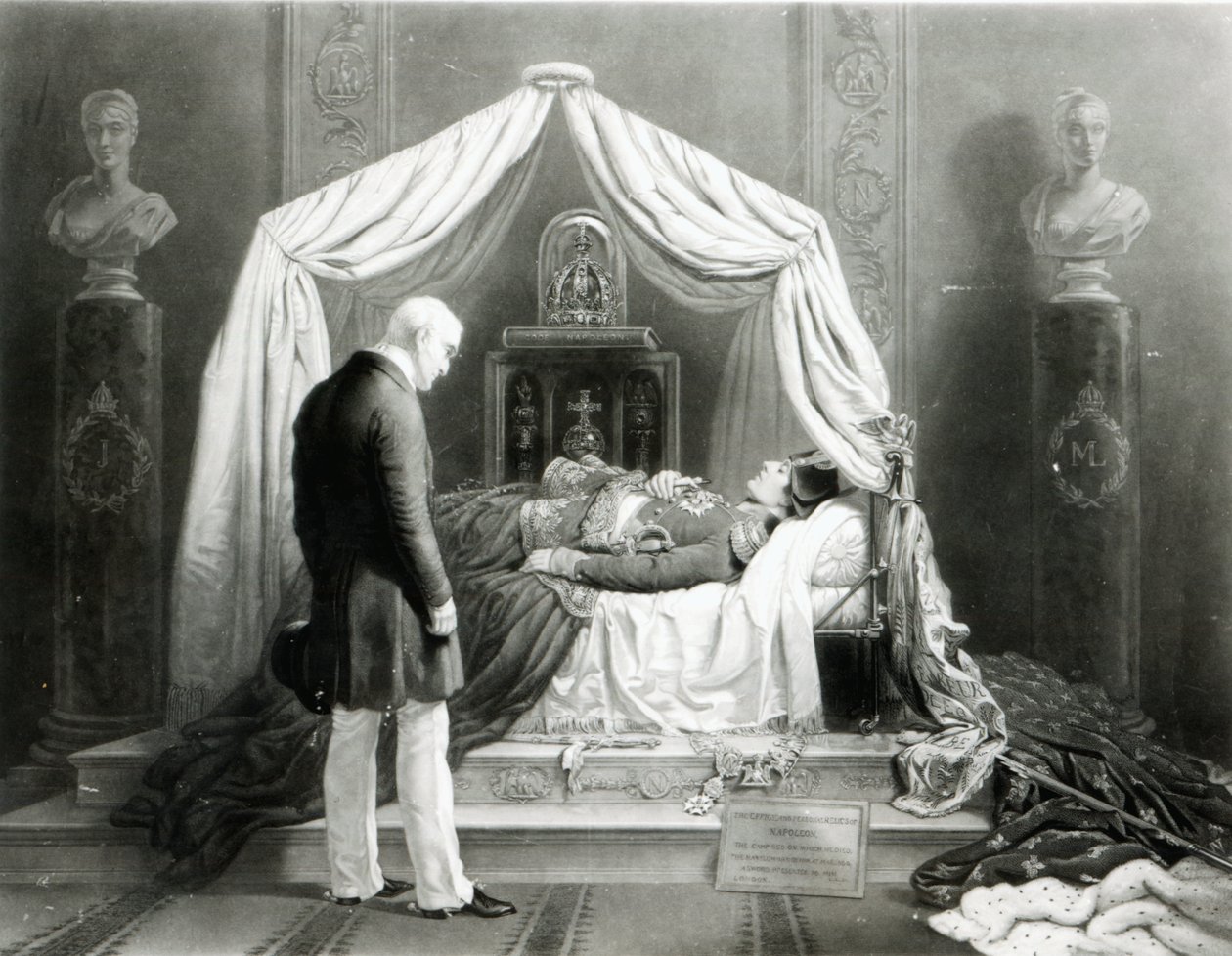 Das Wachmodell des Herzogs von Wellington, das Napoleon betrachtet, ca. 1840 von Unbekannt Unbekannt