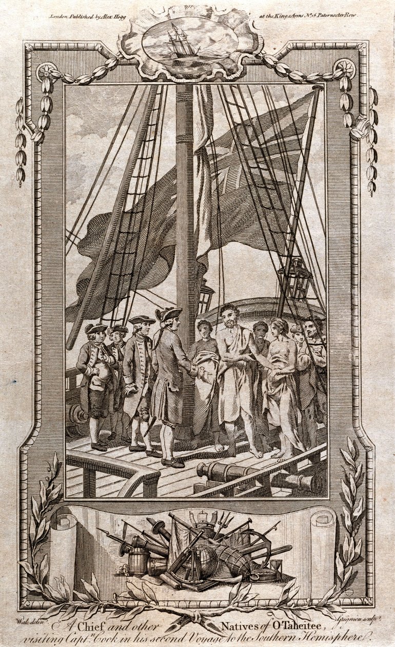 Ein Häuptling und andere Eingeborene von O-Taheitee besuchen Captain Cook von Unbekannt