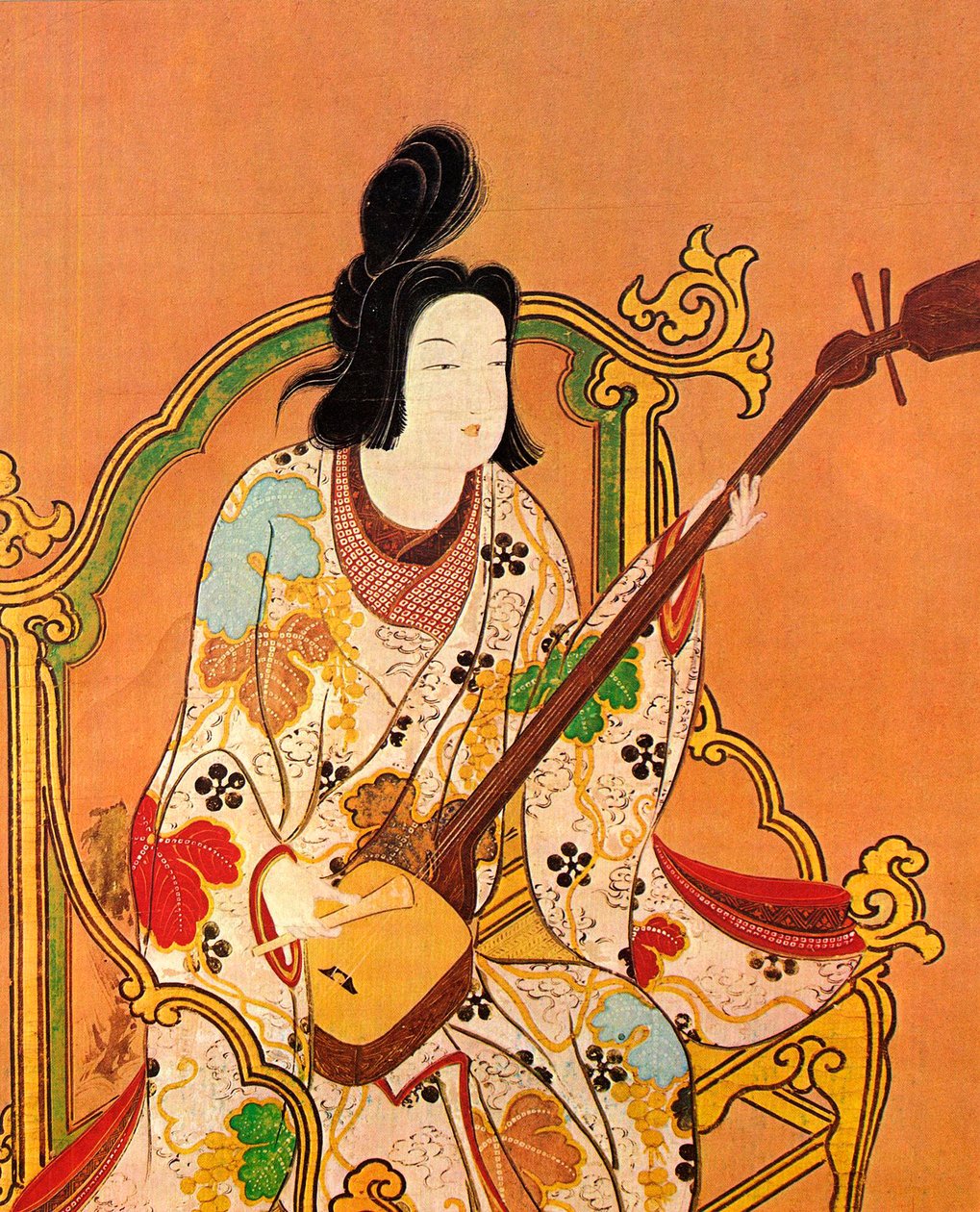 Ein Mädchen spielt Shamisen, zweite Hälfte des 17. Jahrhunderts von Unbekannt