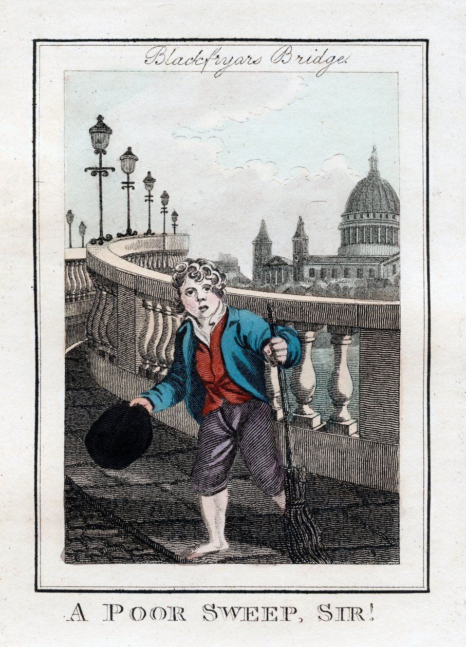 Ein armer Schornsteinfeger, Sir!, Blackfriars Bridge, London, 1805 von Unbekannt