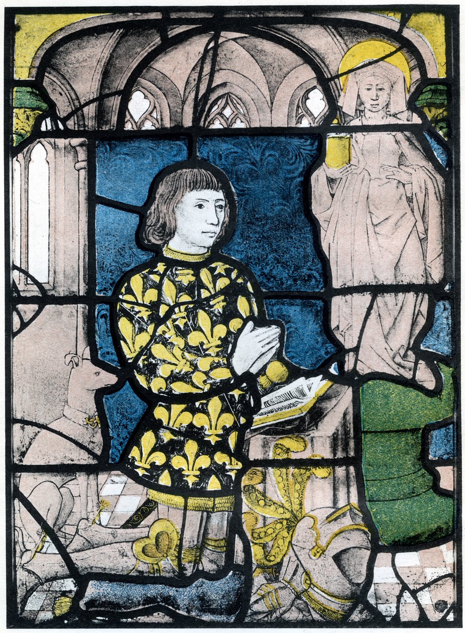 Ein Ritter von Bernemicourt bei seinen Gebeten vor einem Bild von St. Maria Magdalena von Unbekannt