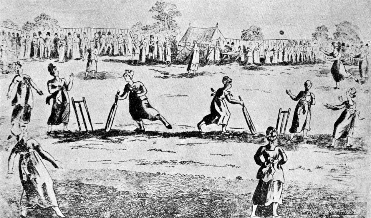 Ein Damen-Cricketspiel, Newington Green, Islington, London, 1811 1912 von Unbekannt