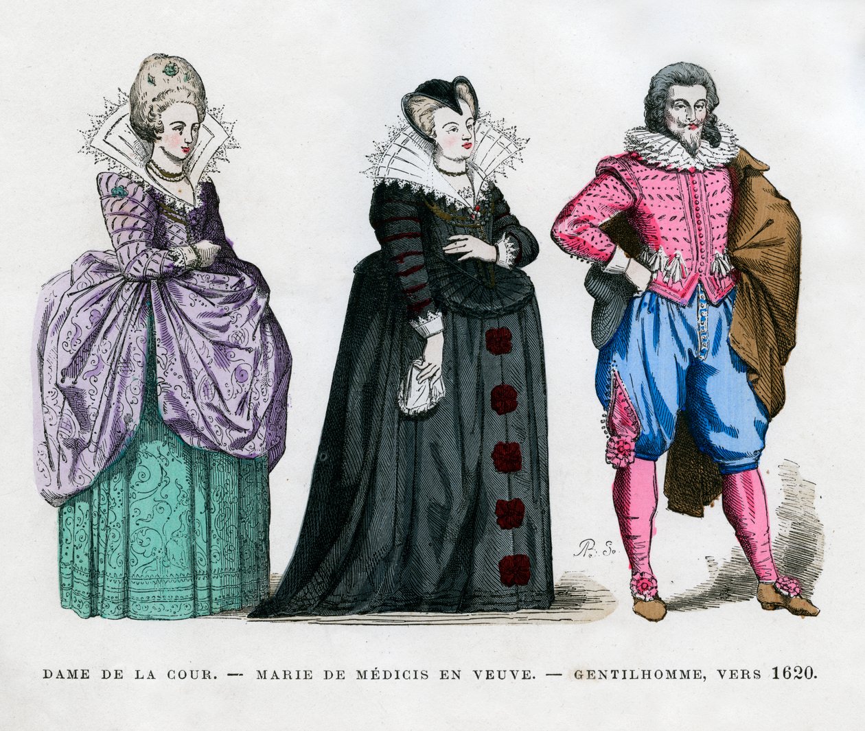 Eine Hofdame, Marie de Medici als Witwe, und ein Herr, um 1620 von Unbekannt