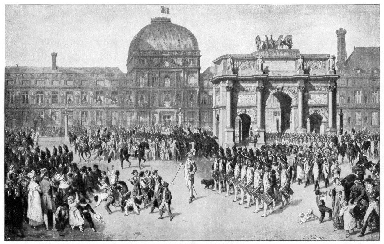 Eine Militärparade durch Paris, Frankreich, 18. Jahrhundert von Unbekannt