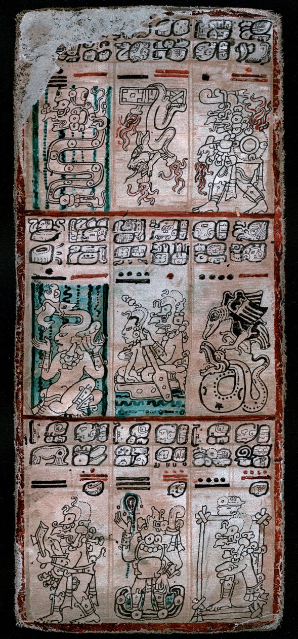 Eine Seite aus dem Dresdner Kodex, Maya-Manuskript, 1901 von Unbekannt