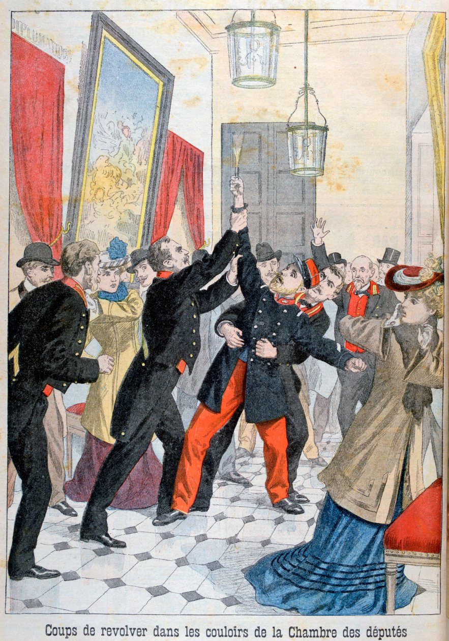 Ein Revolver in den Korridoren der Abgeordnetenkammer, Paris, 1902 von Unbekannt