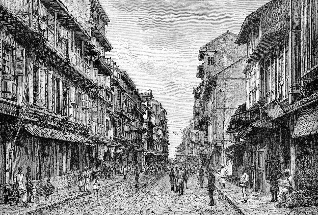 Eine Straße in Bombay, Indien von Unbekannt