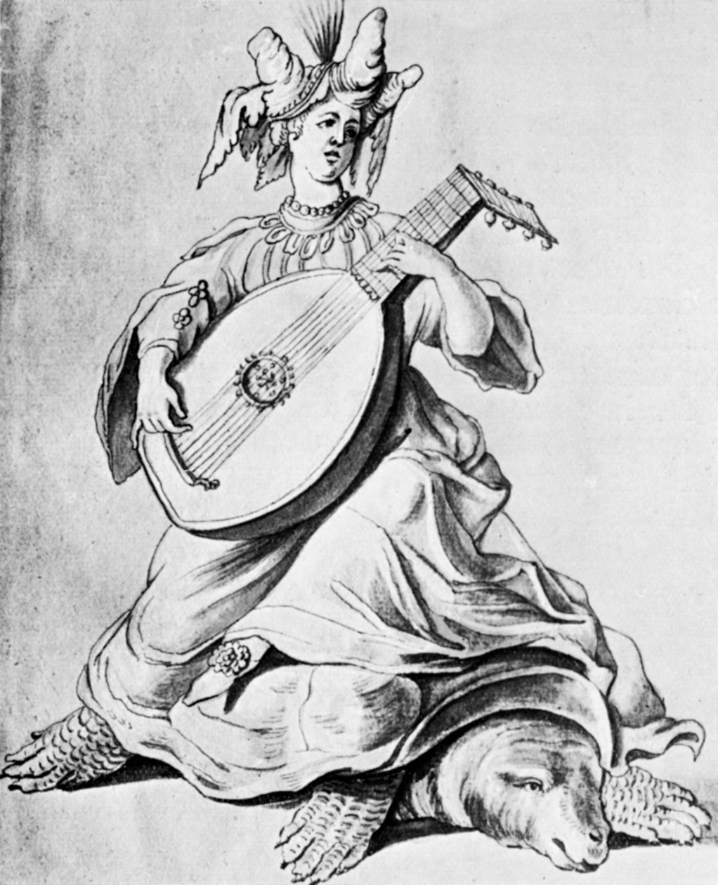 Eine Frau spielt ein Saiteninstrument, frühes 17. Jahrhundert, 1926 von Unbekannt