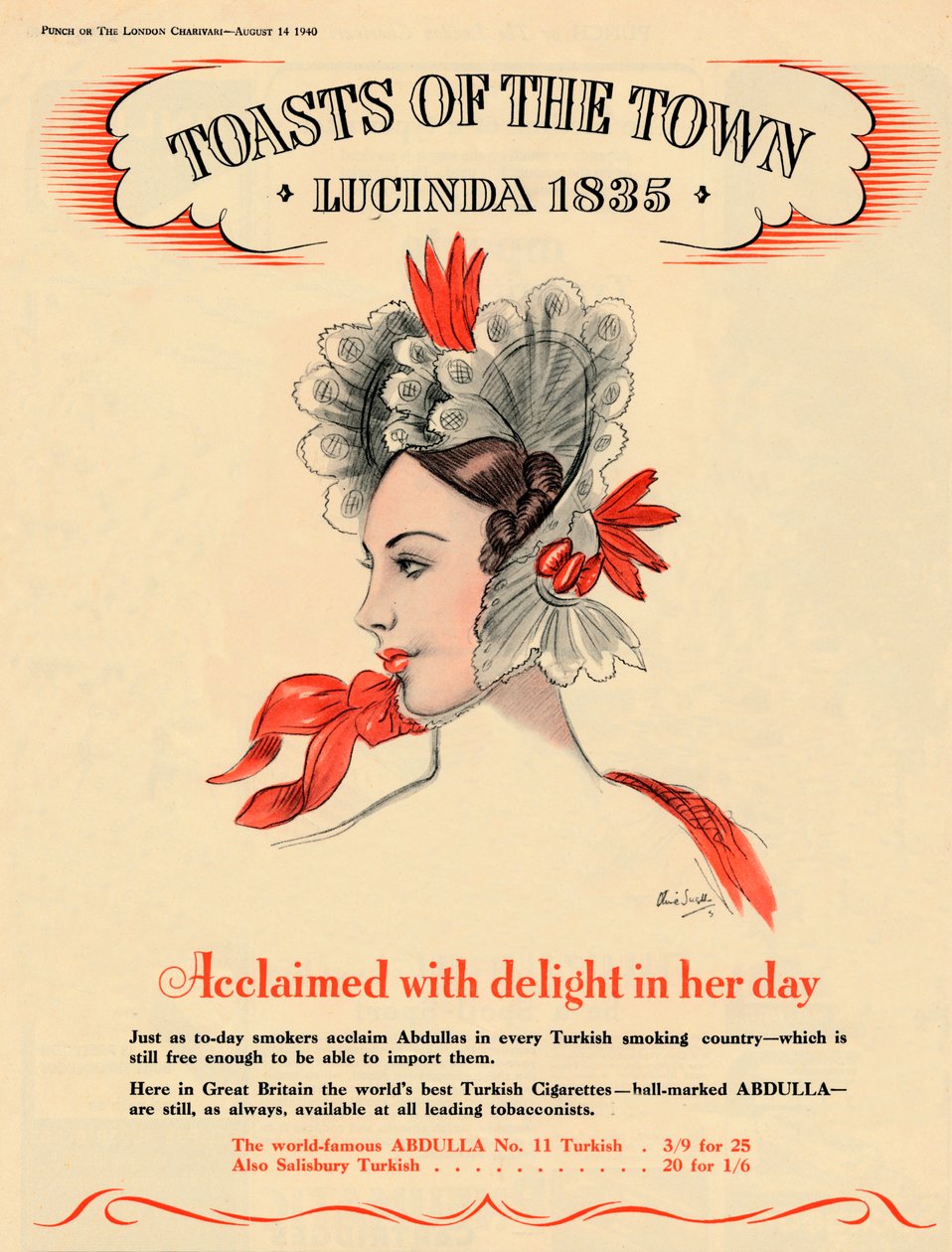 Mit Freude gefeiert in ihrer Zeit, Toasts der Stadt - Lucinda 1835, 1940 von Unbekannt