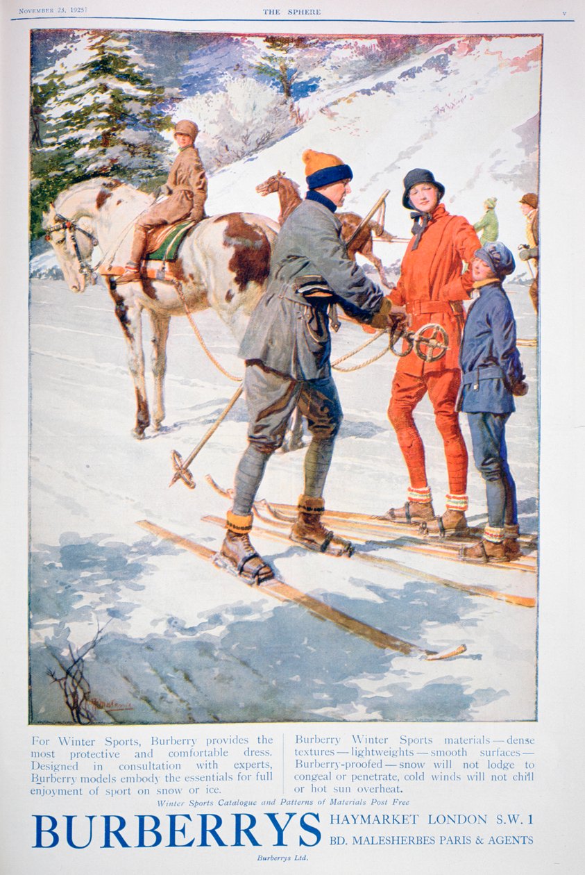 Werbung für Burberry Wintersportkleidung, 1925 von Unbekannt