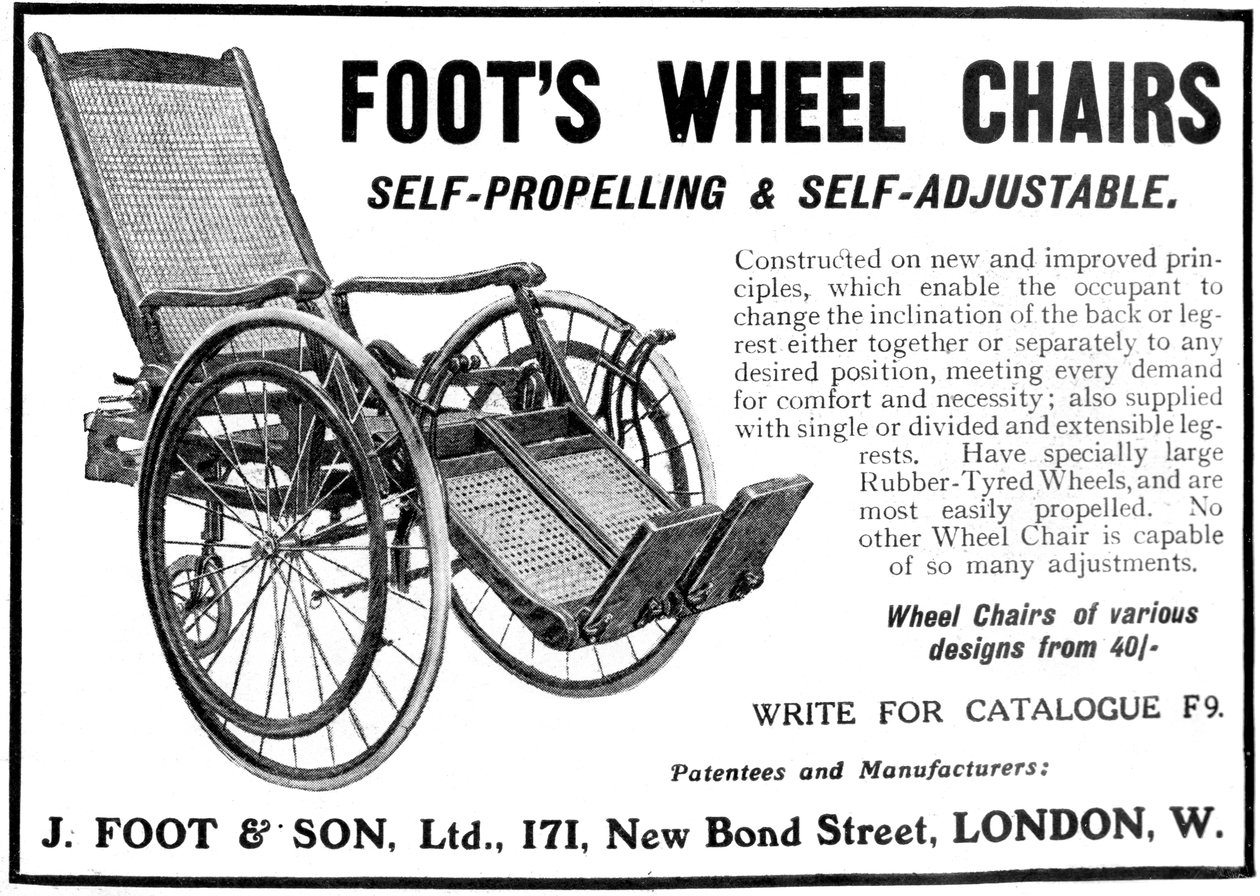 Werbung für Foots Rollstühle, 1910 von Unbekannt