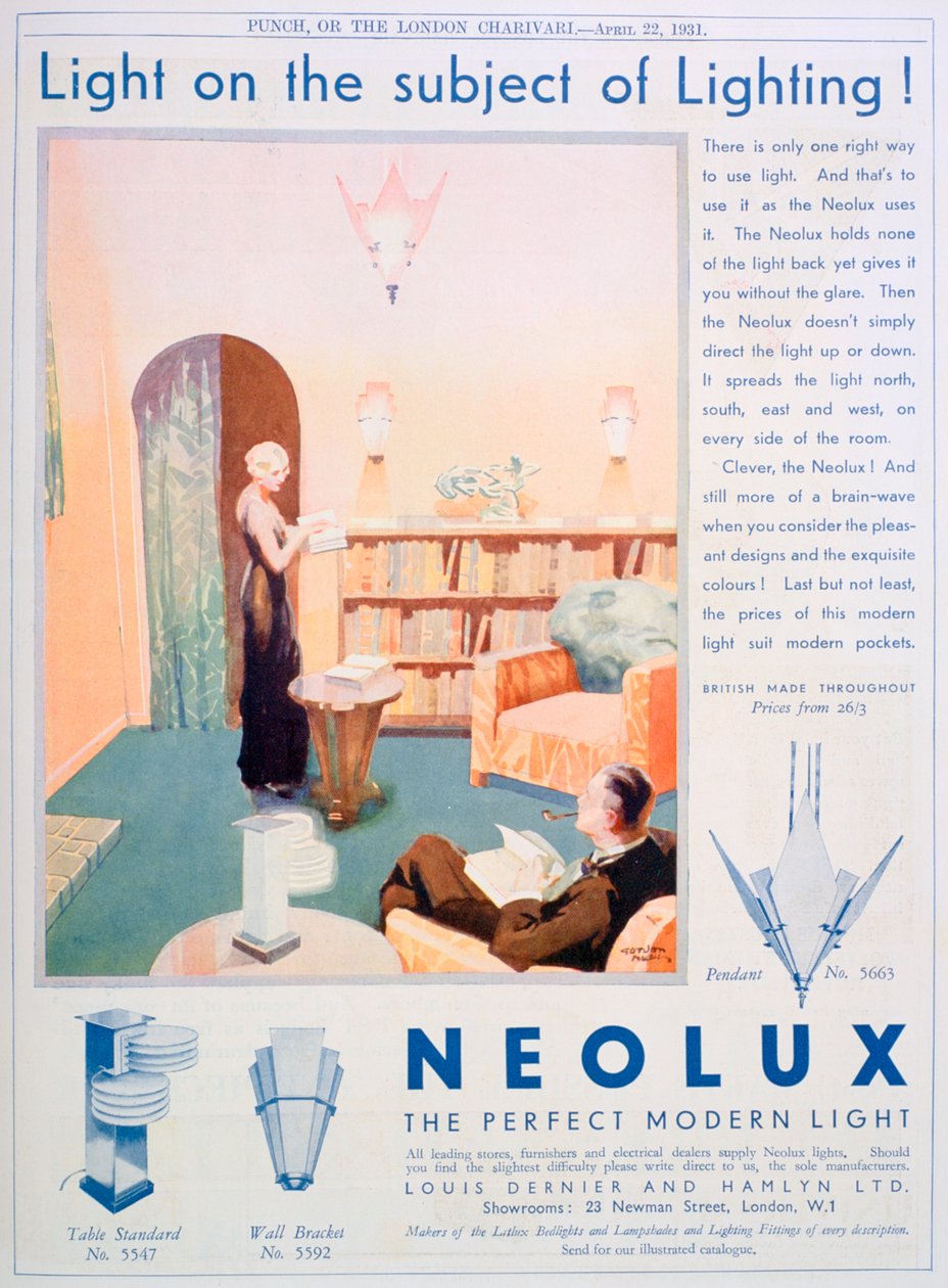 Werbung für Neolux-Leuchten, 1931 von Unbekannt