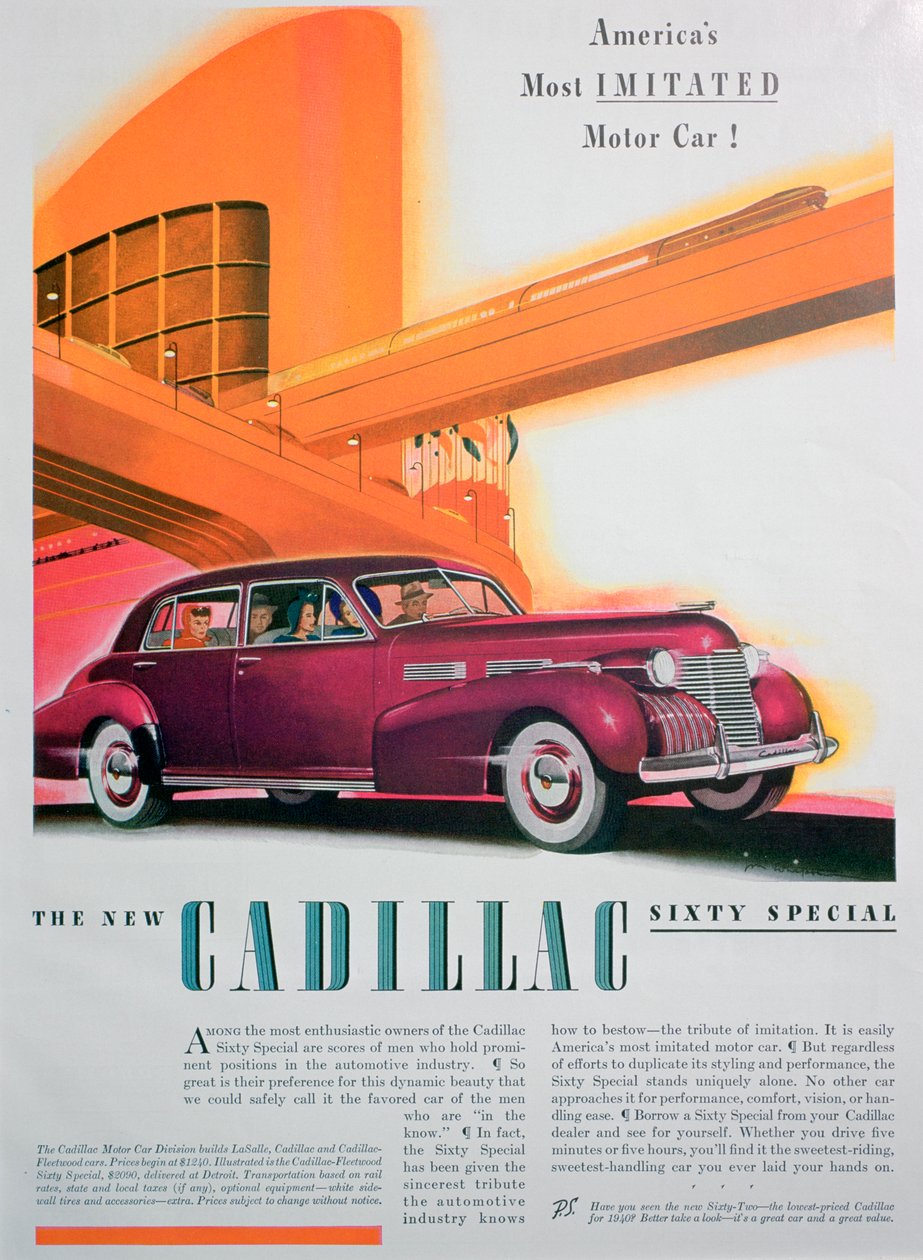 Werbung für das Cadillac Sixty Special Auto, 1940 von Unbekannt