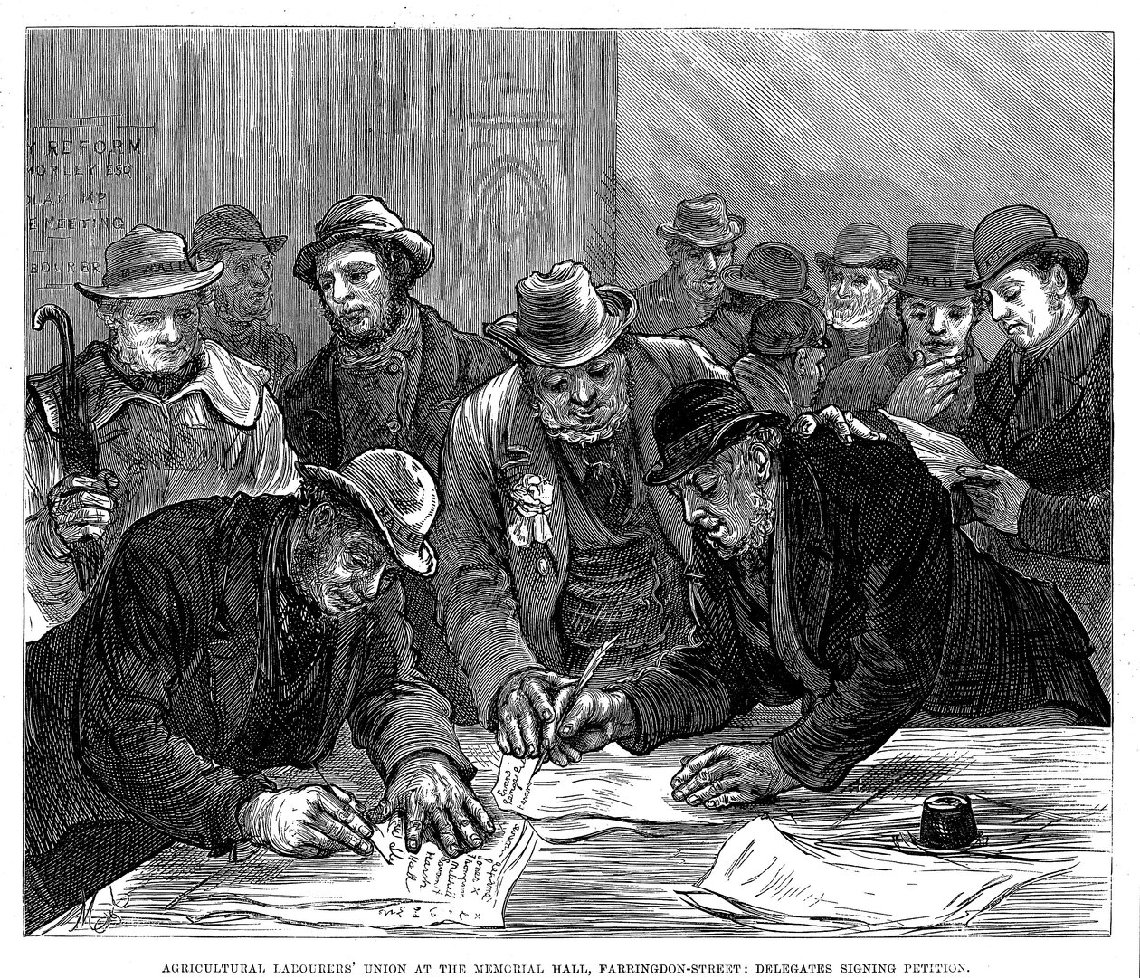 Treffen der Landwirtschaftsarbeitergewerkschaft in der Farringdon Street, London, 1877 von Unbekannt