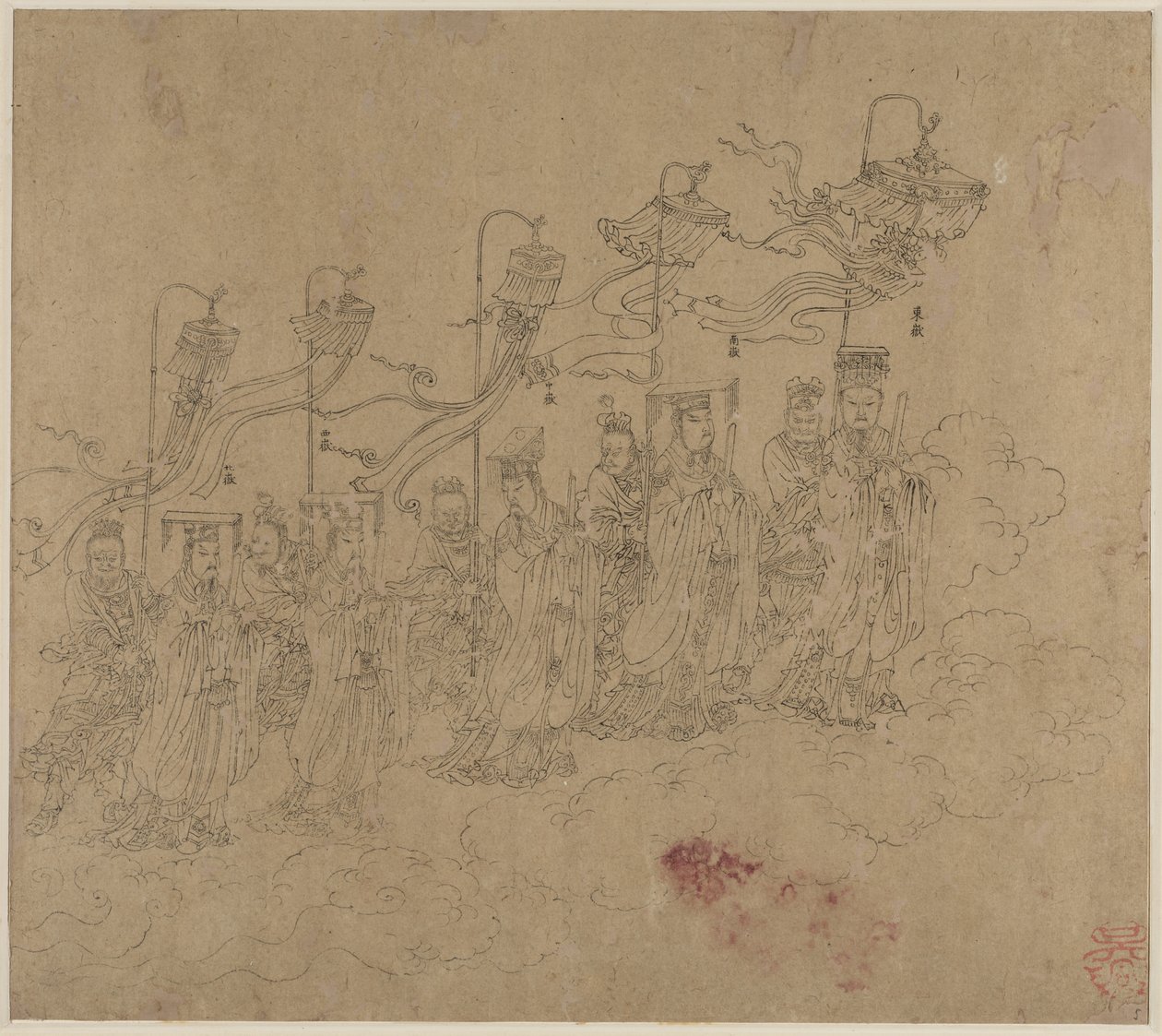 Album von daoistischen und buddhistischen Themen: Prozession daoistischer Gottheiten: Blatt 5, 1200er von Unbekannt