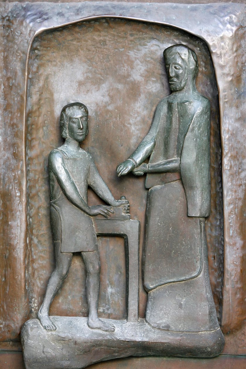 Verkündigung Basilika Türskulptur: Jesus und Joseph, Nazareth, Israel von Unbekannt